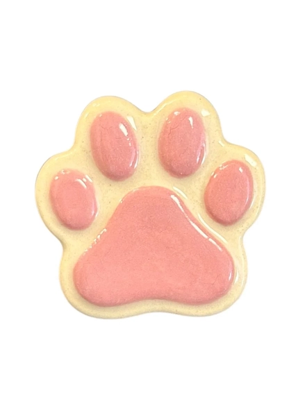 Брошь ручной работы «Кошачья лапка», керамика, бело-розовая, фото 2.