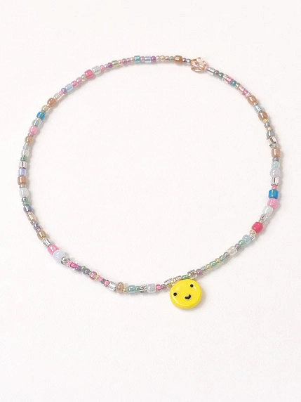 Чокер ручной работы Радость Рядом с подвеской «Смайлик», полимерная глина, бисер, фото 2.
