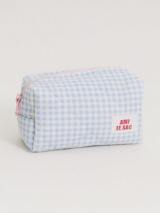 Косметичка ручной работы «Bebesss», голубая клетка