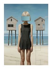 3D Стикер на телефон «Девушка», голубой, объёмный