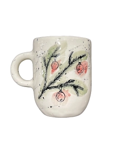 Кружка ручной работы Верба керамика «Ветка еловая с игрушками», керамика, 350 мл