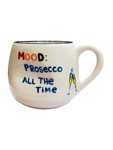 Кружка ручной работы мятая «Mood: prosecco all the time», синяя, керамика, 400 мл