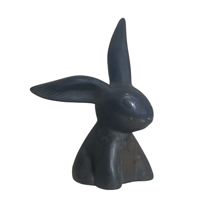 Статуэтка ручной работы Кролик, чёрная матовая, керамика, фото 1.
