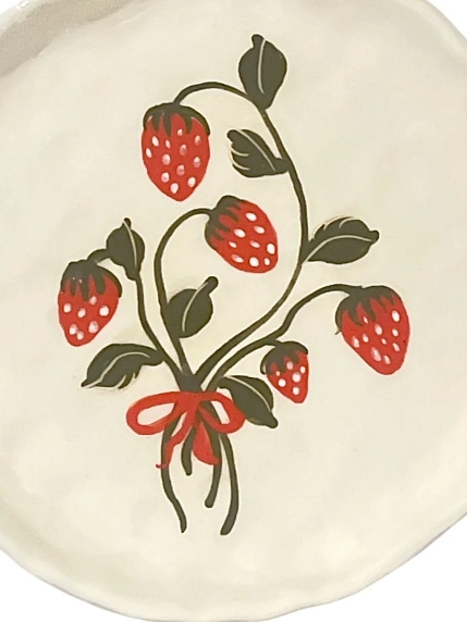 Тарелка ручной работы Татко керамика «Клубника», керамика, 15 см, фото 2.