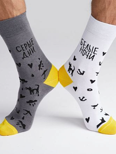 Носки «Белые ночи, серые дни», р-р 38-41, серо-белые