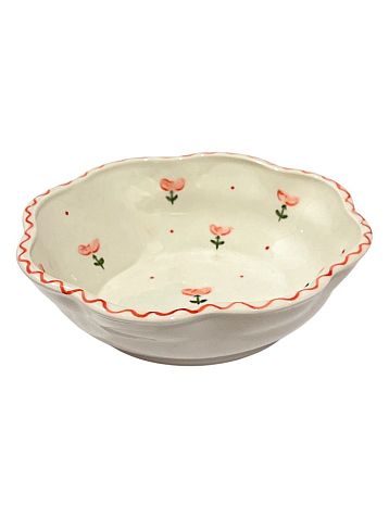 Пиала ручной работы «Розовый цветочек», полуфарфор, 14 см, фото 3.