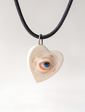 Подвеска ручной работы Боттери керамика «‎Глаз в сердце»‎, бежевый, керамика