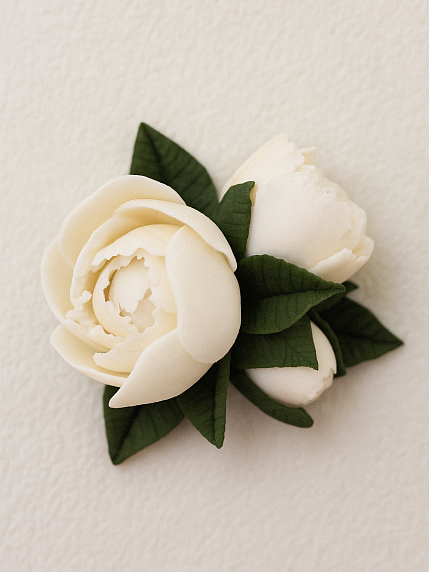 Брошь «Белые пионы», фото 2.