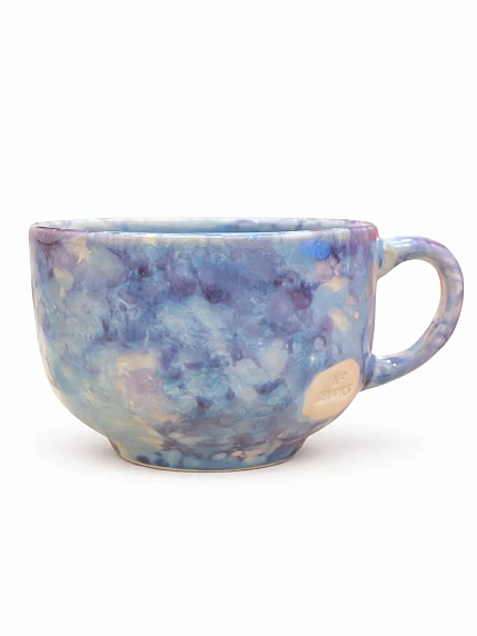 Кружка ручной работы Тата вытворяет/NF ceramics «Кроме любви твоей мне нету моря», бело-голубая, керамика, 600 мл, фото 2.