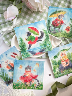 Открытка в ассортименте, котята, 11 х 11 см