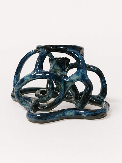 Подсвечник «Синий абстрактный», керамика, фото 1.