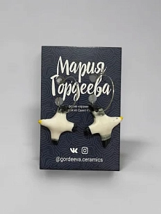 Серьги Мария Гордеева «Чайки», на петле, керамика, белые