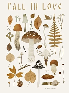 Открытка «Fall in love», бежевая, Дворникова Александра