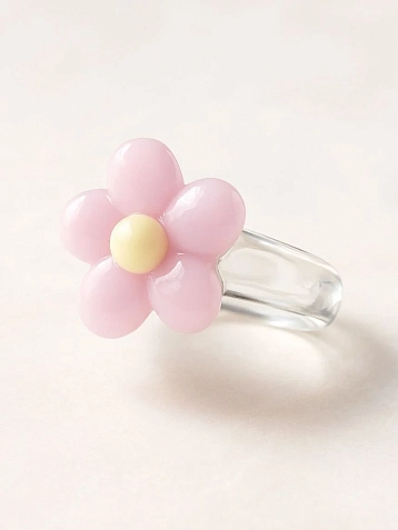 Кольцо ручной работы ПетПоллиПокет Цветок, полимерная глина, фото 4.