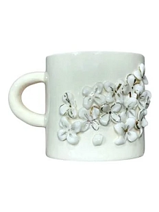 Кружка ручной работы «Бело-золотистые цветочки», фарфор, 250 мл