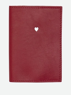 Обложка на паспорта с сердечком Kokosina bags, натуральная кожа, красная