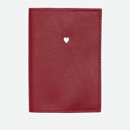 Обложка на паспорта с сердечком Kokosina bags, натуральная кожа, красная, фото 1.