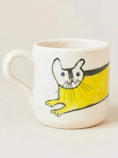 Кружка ручной работы Антон тут рядом «Жёлтый кот», керамика, 300 мл