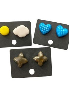 Серёжки-гвоздики ручной работы в ассортименте, керамика