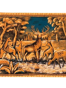 Открытка Валя Карнавалова «Картина с оленями», односторонняя, А6