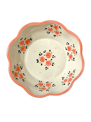 Пиала ручной работы Slowday Ceramics «Розовые розочки», полуфарфор, 14 см, фото 1.