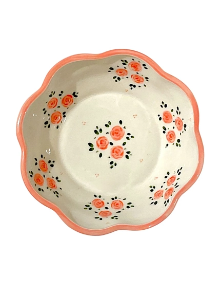 Пиала ручной работы Slowday Ceramics «Розовые розочки», полуфарфор, 14 см, фото 1.