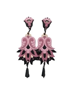 Серьги «Цветок Гамаюн», дерево, пыльно-розовые