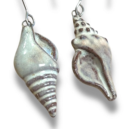 Серьги «Ракушки», керамика, коричневые, фото 3.