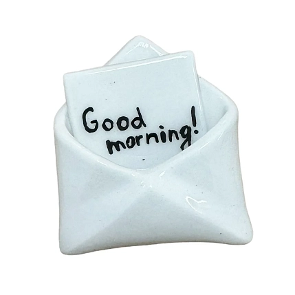 Магнит ручной работы конверт с пожеланием «Good morning!», керамика, фото 1.