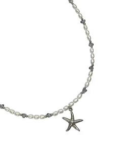 Чокер ручной работы ‭«Crystal» с подвеской-морской звездой, белый