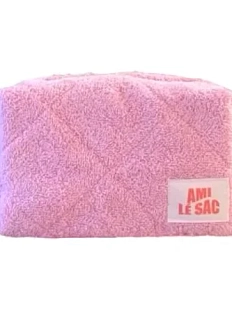 Косметичка ручной работы АМИ (Ami lé sac) «Bebesss», розовая, махровая