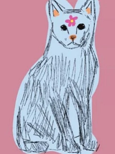 3D Стикер на телефон Pablo Radini «Голубой котик с цветочком», объёмный