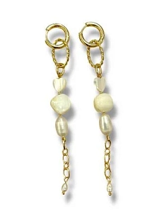 Составные серьги-конго ручной работы Сердечки и бусина, фарфор, перламутр