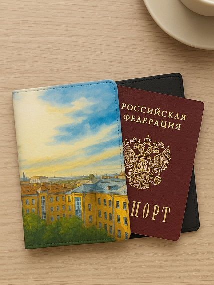 Обложка на паспорт «Петербургские дворы, акварель», искусственная кожа, фото 2.
