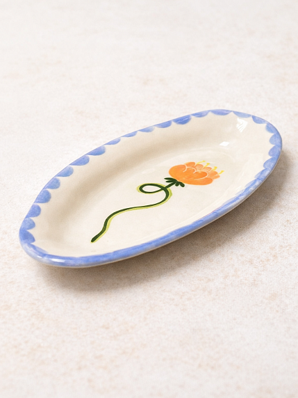 Тарелка ручной работы Йеллоускуп «Оранжевый цветок», керамика, фото 2.