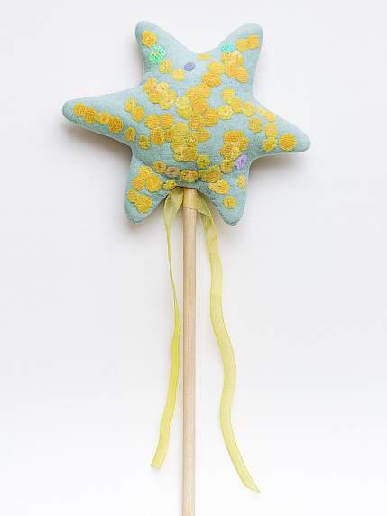 Волшебная палочка, голубая с жёлтыми пайетками, фото 2.