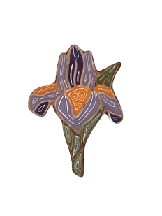 Брошь ручной работы «Ирис», Partala ceramics