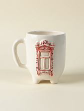 Кружка ручной работы на ножках Быкова керамика «Окно с красными ставнями», керамика, 250 мл