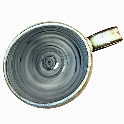 Кружка ручной работы Рассвет «Золотые цветы», серая, керамика, 350 мл, фото 3.