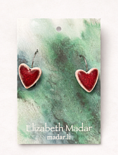 Серьги Elizabeth Madar Сердечки, керамика, бордовые