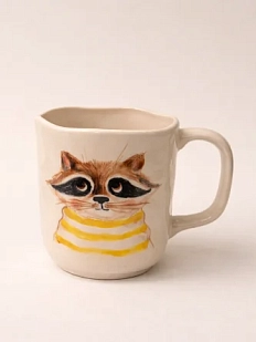 Кружка ручной работы Ким керамика с росписью Енотик, фарфор, 350 мл