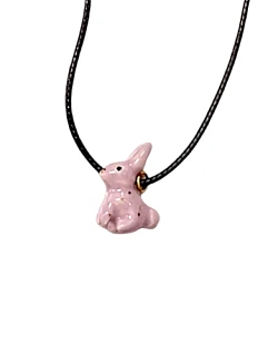 Подвеска ручной работы с зайцем, лиловая, керамика