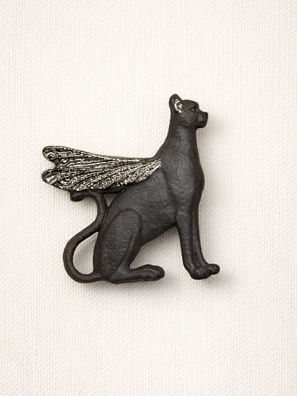 Брошь ручной работы Фарфор Булыгина «Гепард», чёрно-серебристая, фото 2.