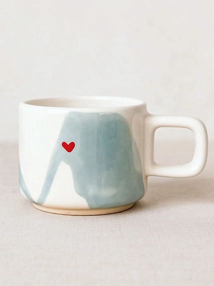 Кружка ручной работы Мария Гордеева с фигуркой «Лев», бело-серая, полуфарфор, 250 мл, фото 2.