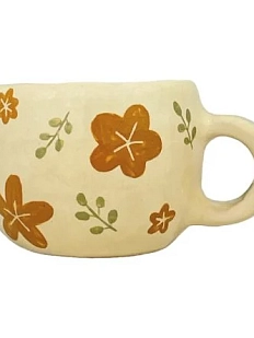Кружка ручной работы Малёма с росписью Коричневые цветы и веточки, керамика, 400 мл
