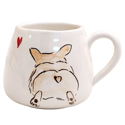 Кружка ручной работы НАДО ЖЕ Попка корги, керамика, 300 мл, фото 1.