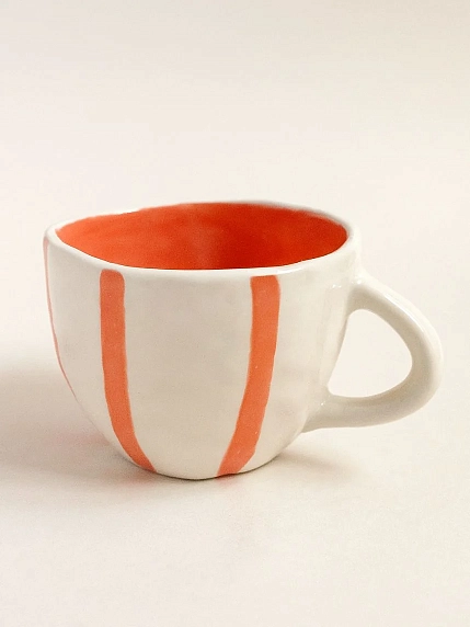 Чашка для чая ручной работы Полоски розовые, керамика, 250 мл, фото 2.