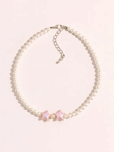 Колье ручной работы Джевс «Розовые звёзды», 45 см