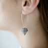 Серьги на петле «Алмаз», бетон, ювелирная сталь, серые, превью фото 2