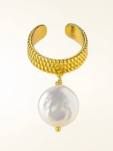 Кольцо с подвеской из барочного жемчуга не замкнутые «Old Money»